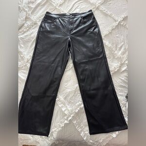 LOFT Black Faux Leather Cropped Jeans